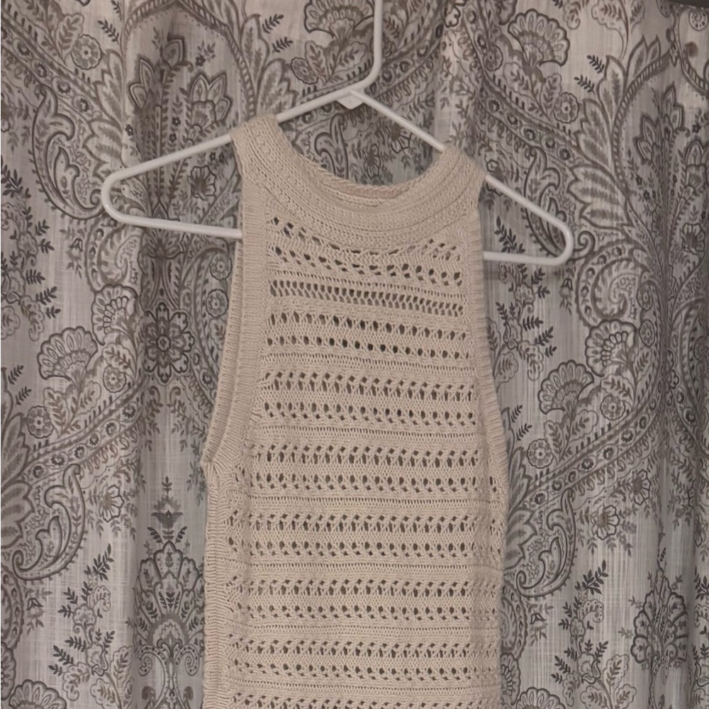 Banana Republic Crochet Tank Top Tunic in Cream Size XS